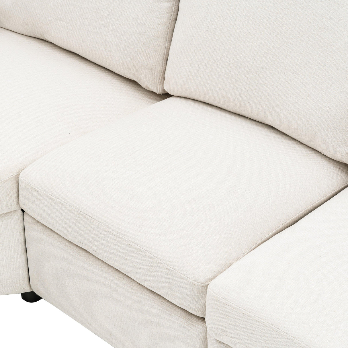 Beige Linen Fabric Power Recliner Sectional Sofa With USB Ports - Omega Lifestyles