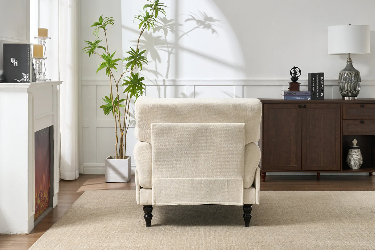 Modern White Upholstered Wood Chaise Lounge Recliner Chair - Omega Lifestyles