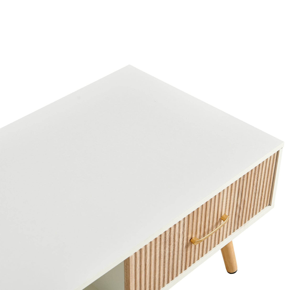 White Solid Wood Sliding Drawer Coffee Table - Sleep Galleria
