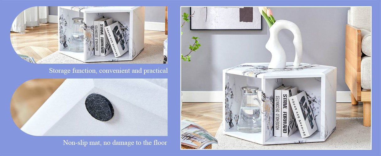 Hexagonal MDF Modern Stand-Up Coffee Table - Sleep Galleria