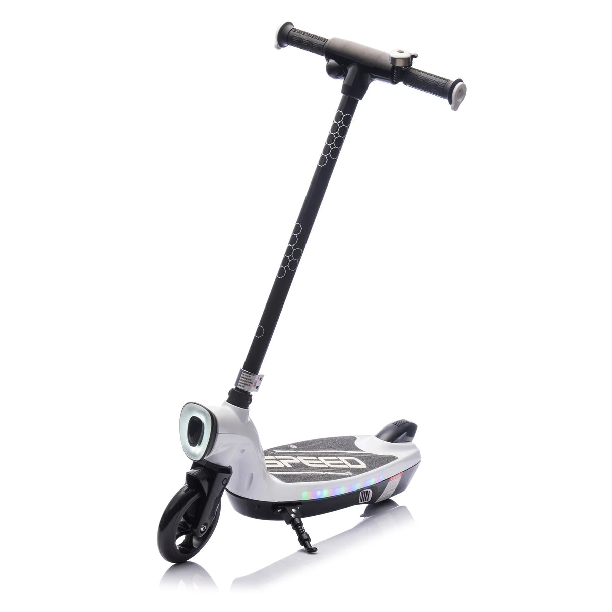 Kids Electric Scooter With Kickstand Bell Rear Brake And LED Lights - Omega Lifestyles