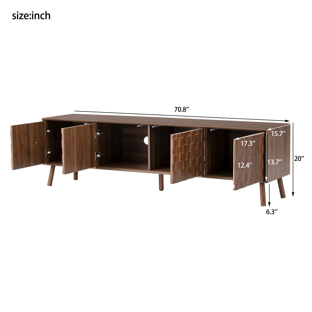 70-Inch Modern Walnut TV Stand With Soft-Closing Hinges - Omega Lifestyles