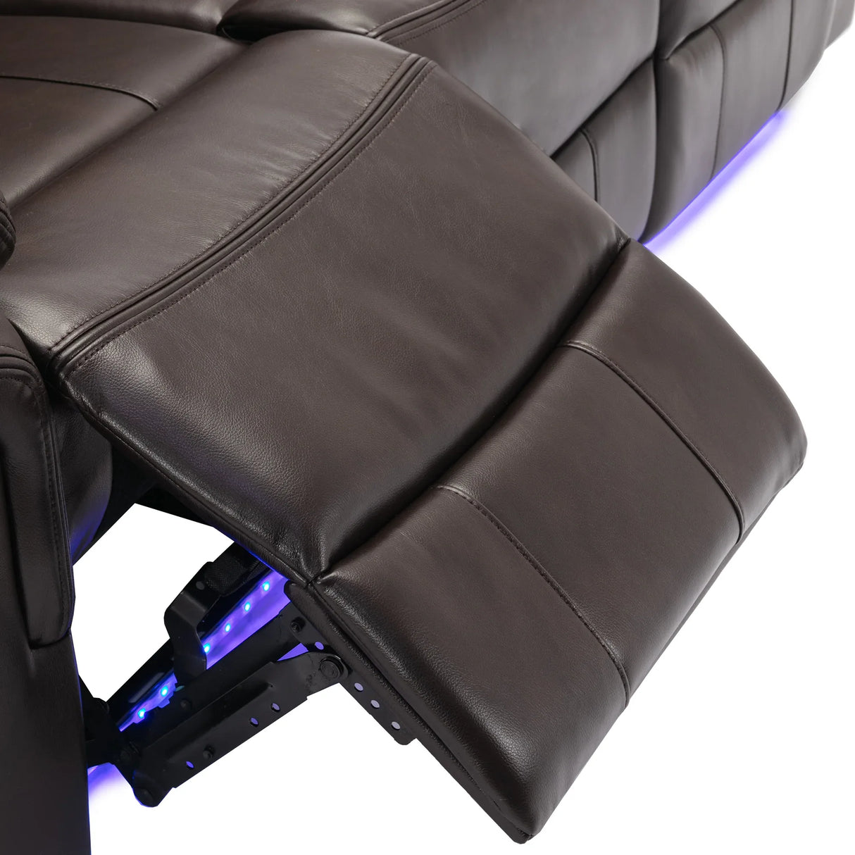 Brown Faux Leather Manual Recliner Chair With LED Light - Omega Lifestyles