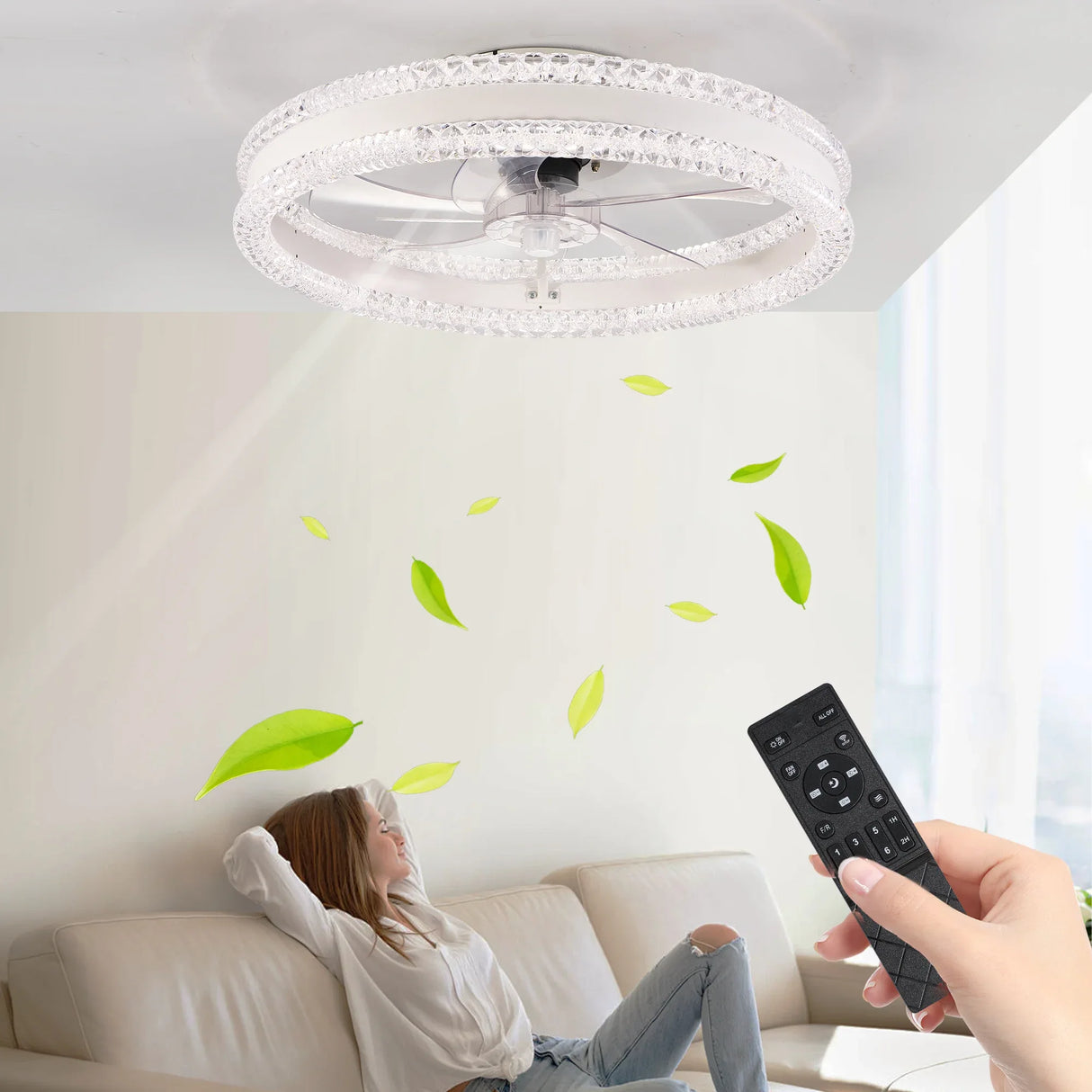 Luxury Double Ring LED Ceiling Fan with Hidden Blades - Omega Lifestyles