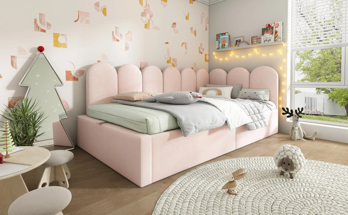 Pink Velvet Upholstered Twin Storage Daybed With Metal Frame - Omega Lifestyles