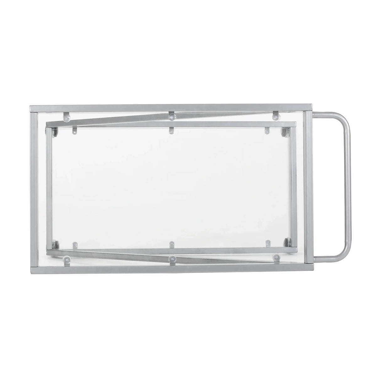 Modern Z-Shaped Silver Glass And Metal Bar Cart - Omega Lifestyles