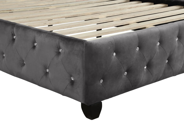 Crystal Tufted Upholstered Velvet Full Size Bed Frame - Omega Lifestyles