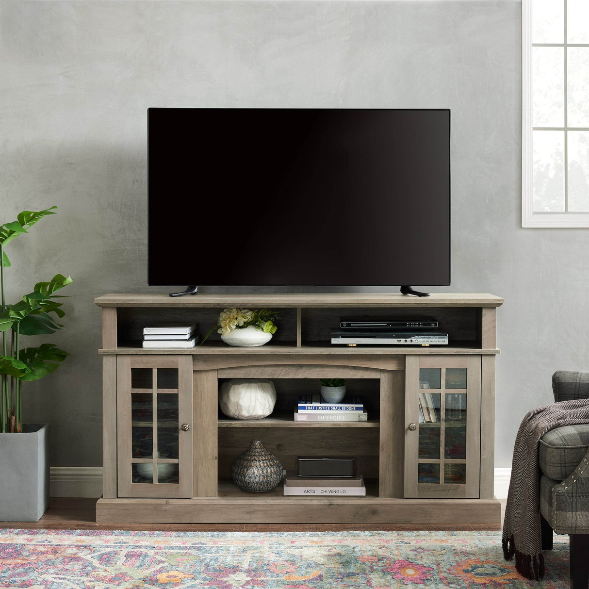 Classic American Gray Wash TV Media Stand Console - Sleep Galleria