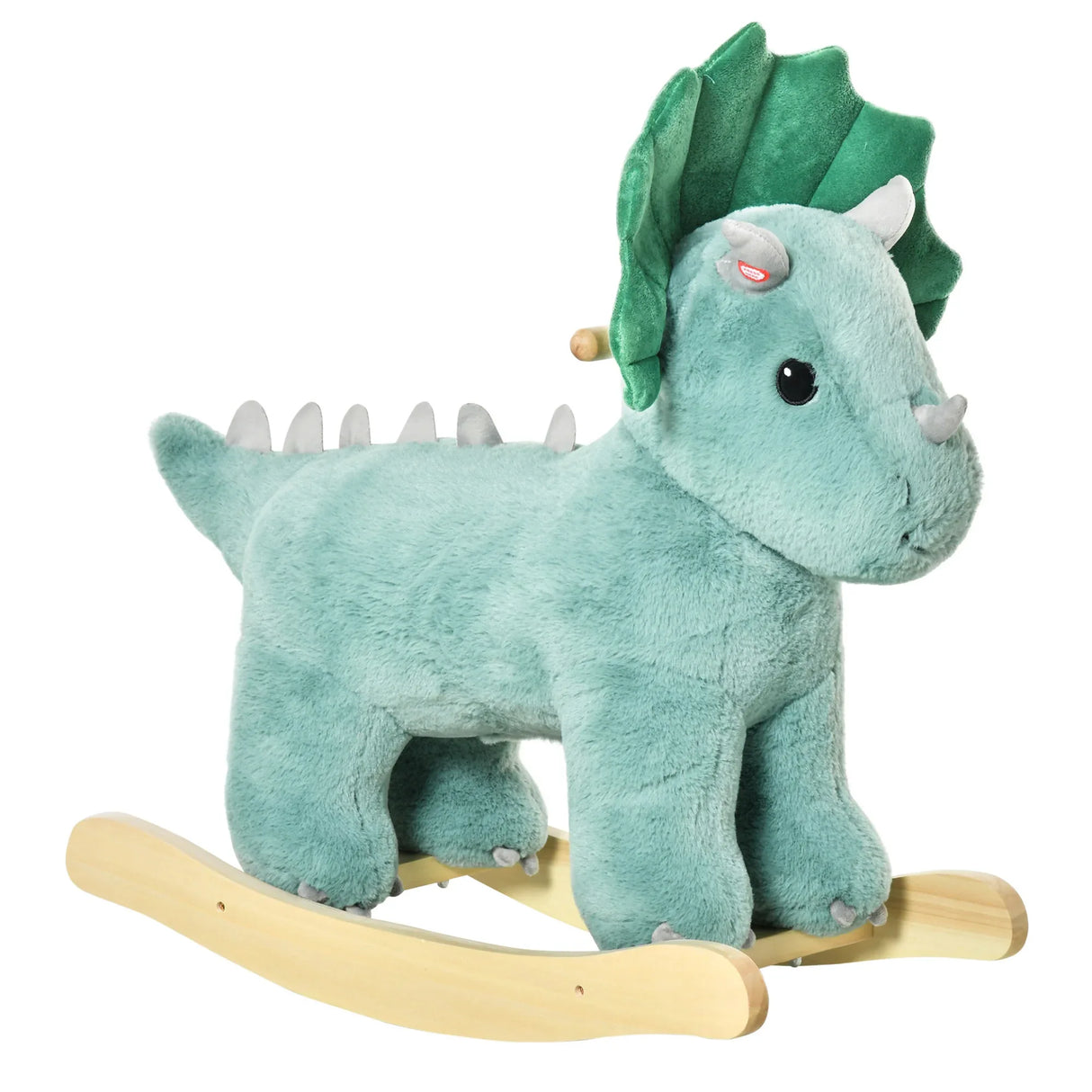 Kids Plush Ride-On Triceratops Rocking Horse With Sounds - Omega Lifestyles