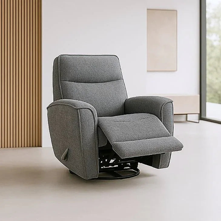 Manual Swivel Chenille Fabric Recliner With Chrome Lever - Omega Lifestyles