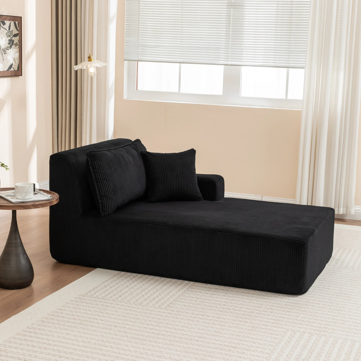 Corduroy Foam Left Armrest Chaise Lounge Chair - Omega Lifestyles