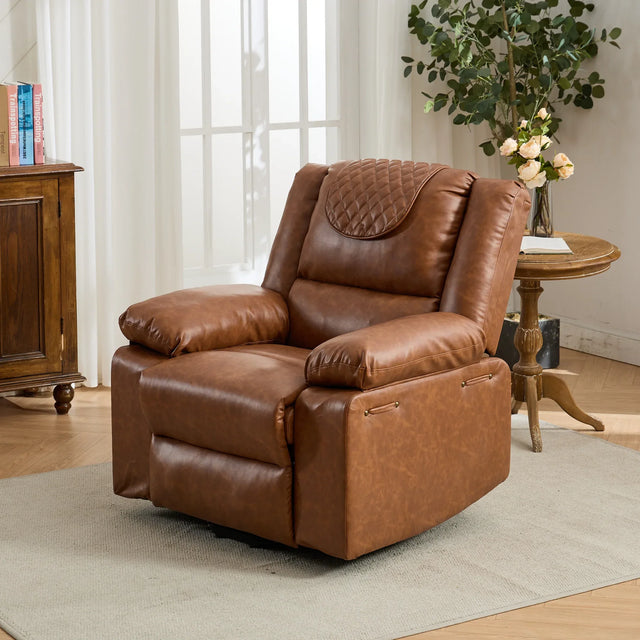 Medium-Firm PU Leather Remote-Controlled Heating Massage Recliner - Omega Lifestyles