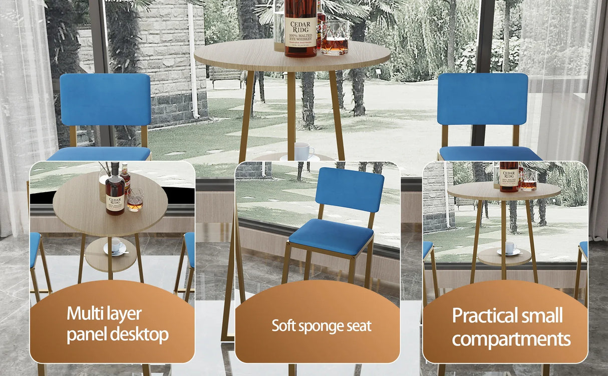 Three Piece Bar Table And Chairs Set With Storage - Omega Lifestyles