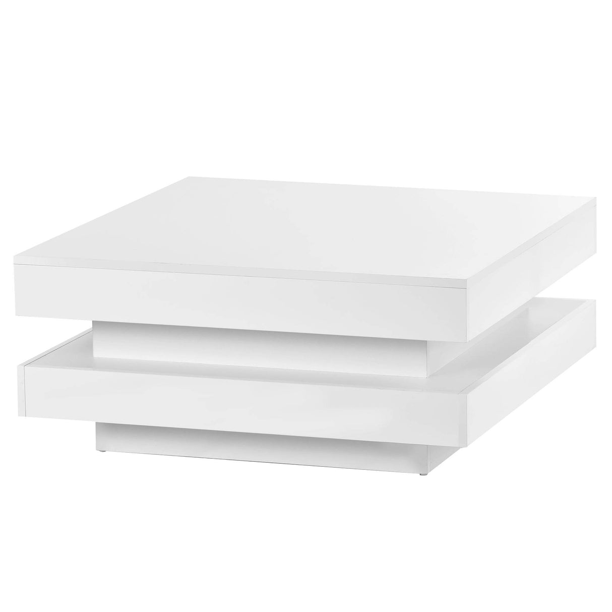 High Gloss White Particle Board Coffee Table With LED Lights - Sleep Galleria