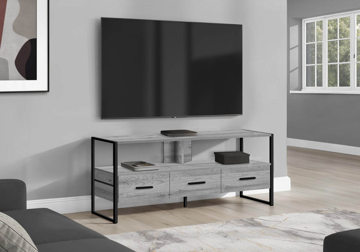 Contemporary Grey Laminate TV Stand With Storage Drawers - Sleep Galleria