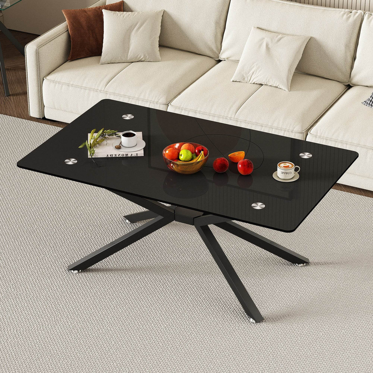 Modern Tempered Glass Rectangular Coffee Table - Sleep Galleria