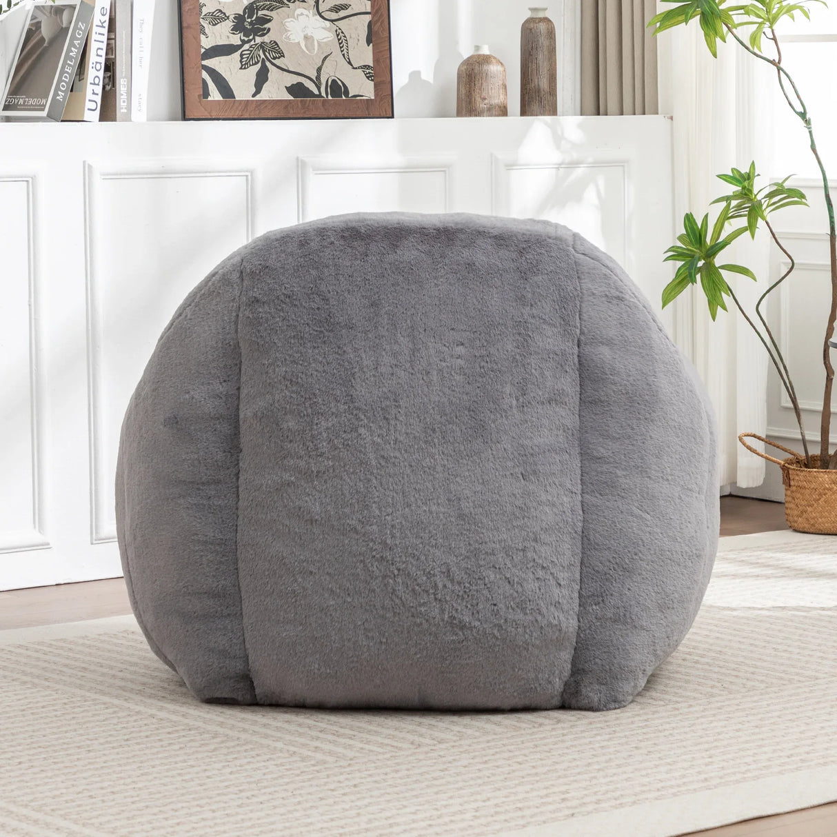 Comfy Faux Fur Bean Bag Chair With Back Support - Omega Lifestyles