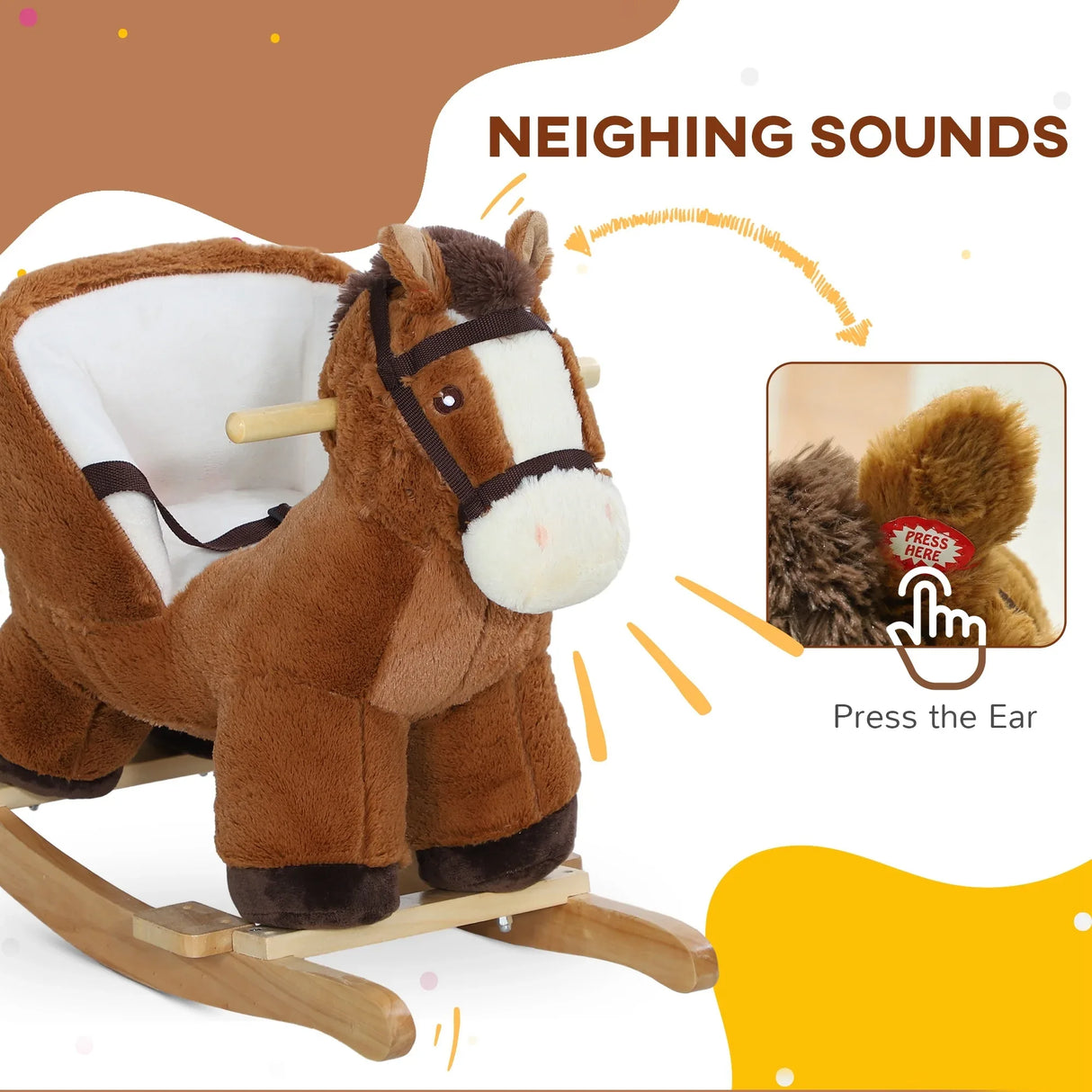 Plush Toddler Rocking Horse With Sound And Safety Belt - Omega Lifestyles