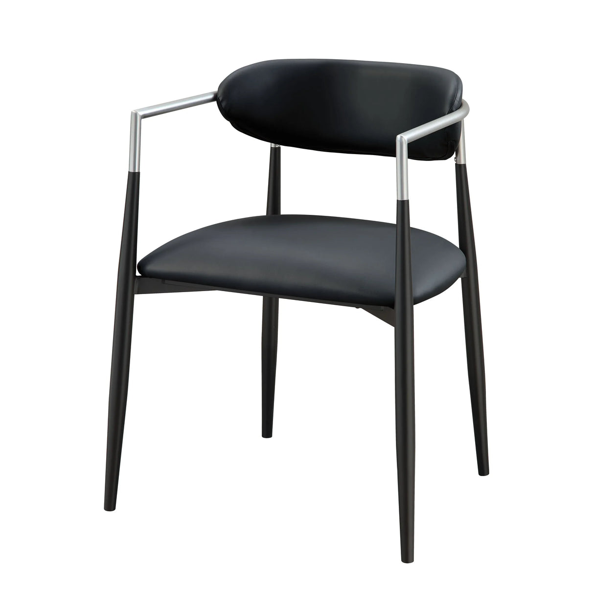 Pair Of Contemporary Black Faux Leather Arm Chairs - Omega Lifestyles