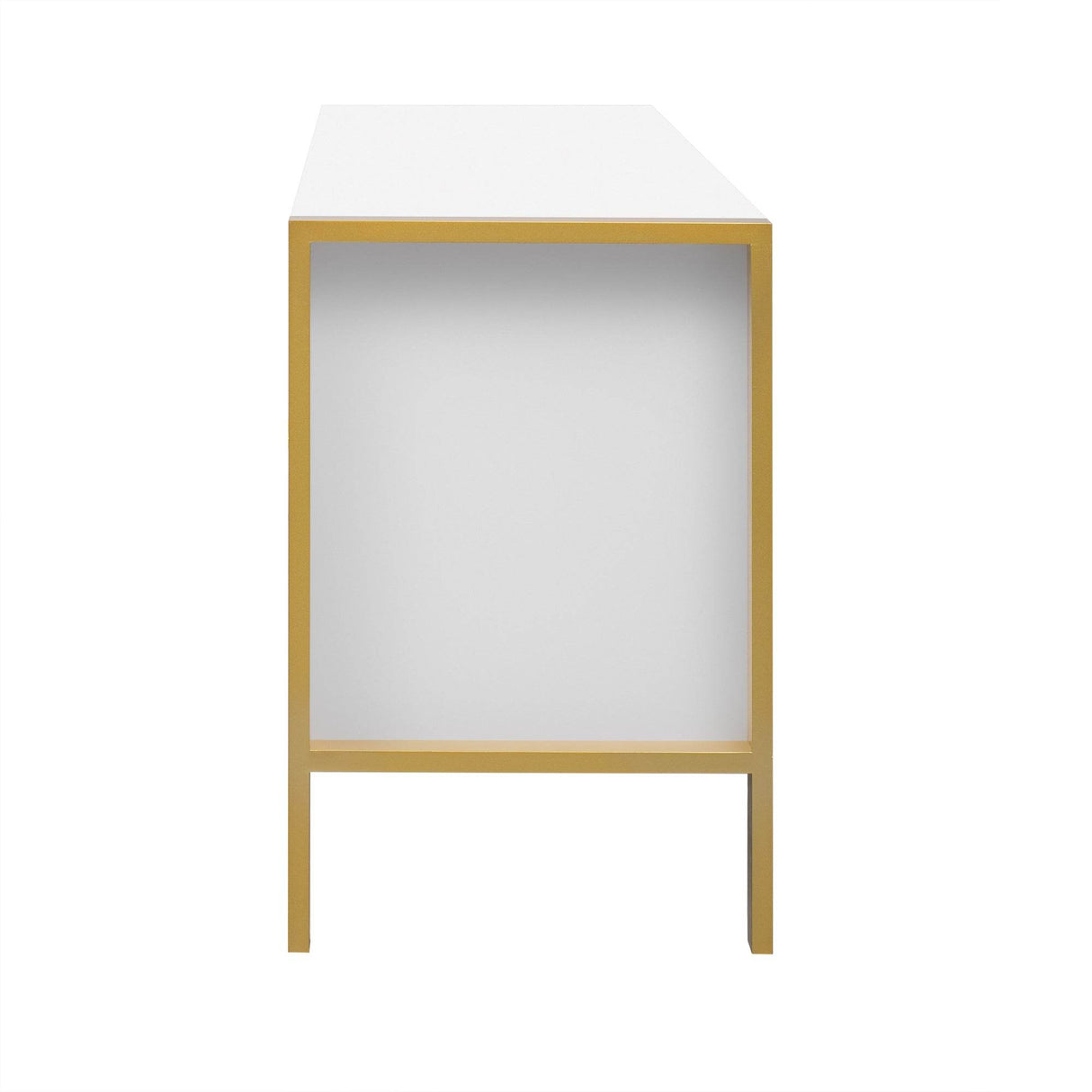 Modern Minimalist White MDF Metal TV Stand With Storage - Sleep Galleria