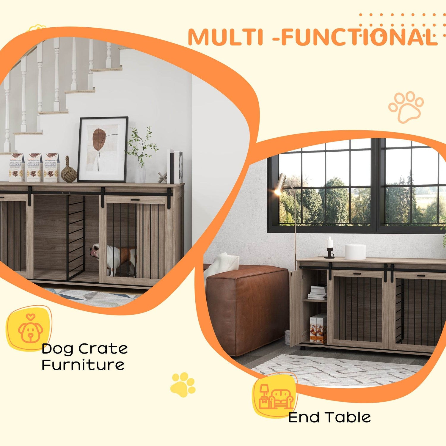 Modern Multipurpose Dog Crate Furniture With Storage - Sleep Galleria