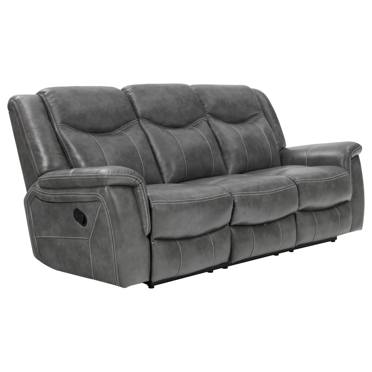 Grey Upholstered 3-Piece Manual Reclining Living Room Set - Omega Lifestyles