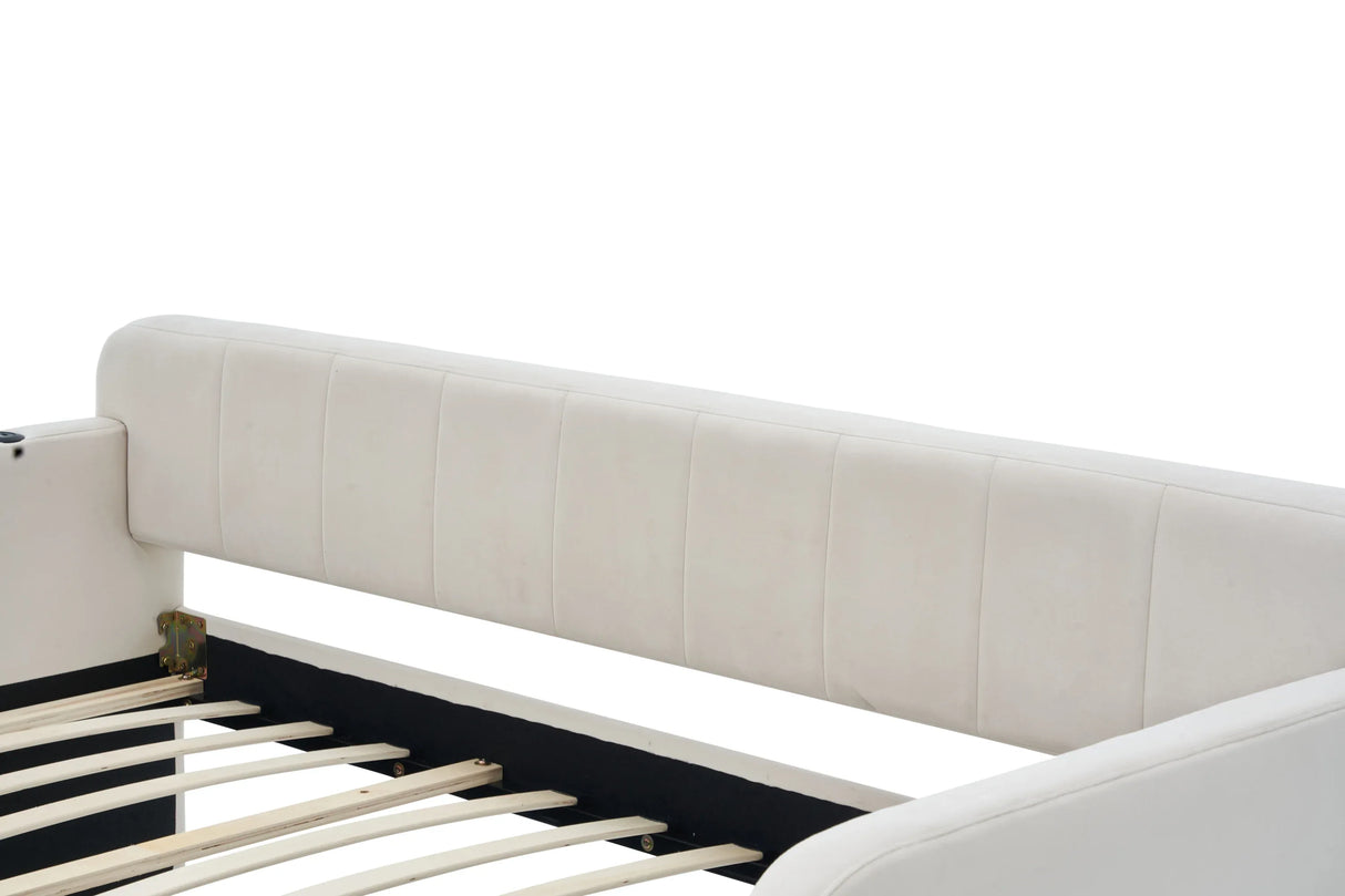 Twin Upholstered Velvet Daybed Frame With Trundle - Omega Lifestyles