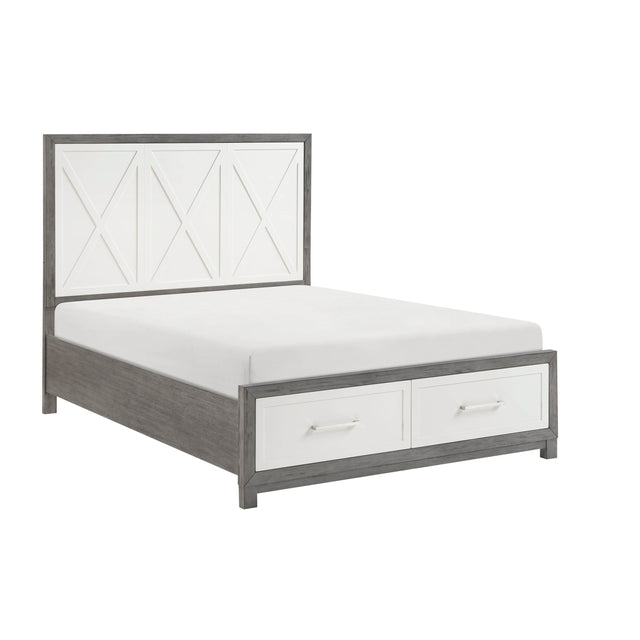 Queen Wood Platform Bed With Footboard Storage - Omega Lifestyles