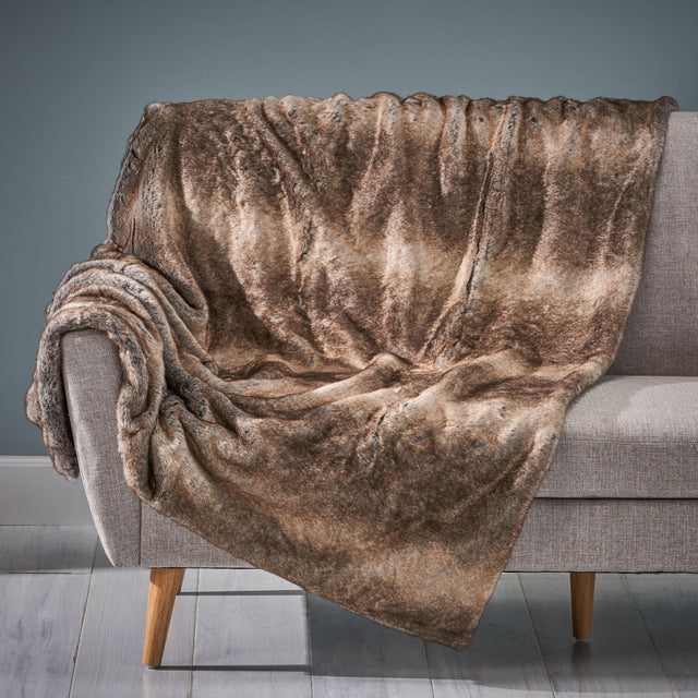 Brown Faux Fur Soft Cozy 50x60 Inch Throw Blanket - Omega Lifestyles