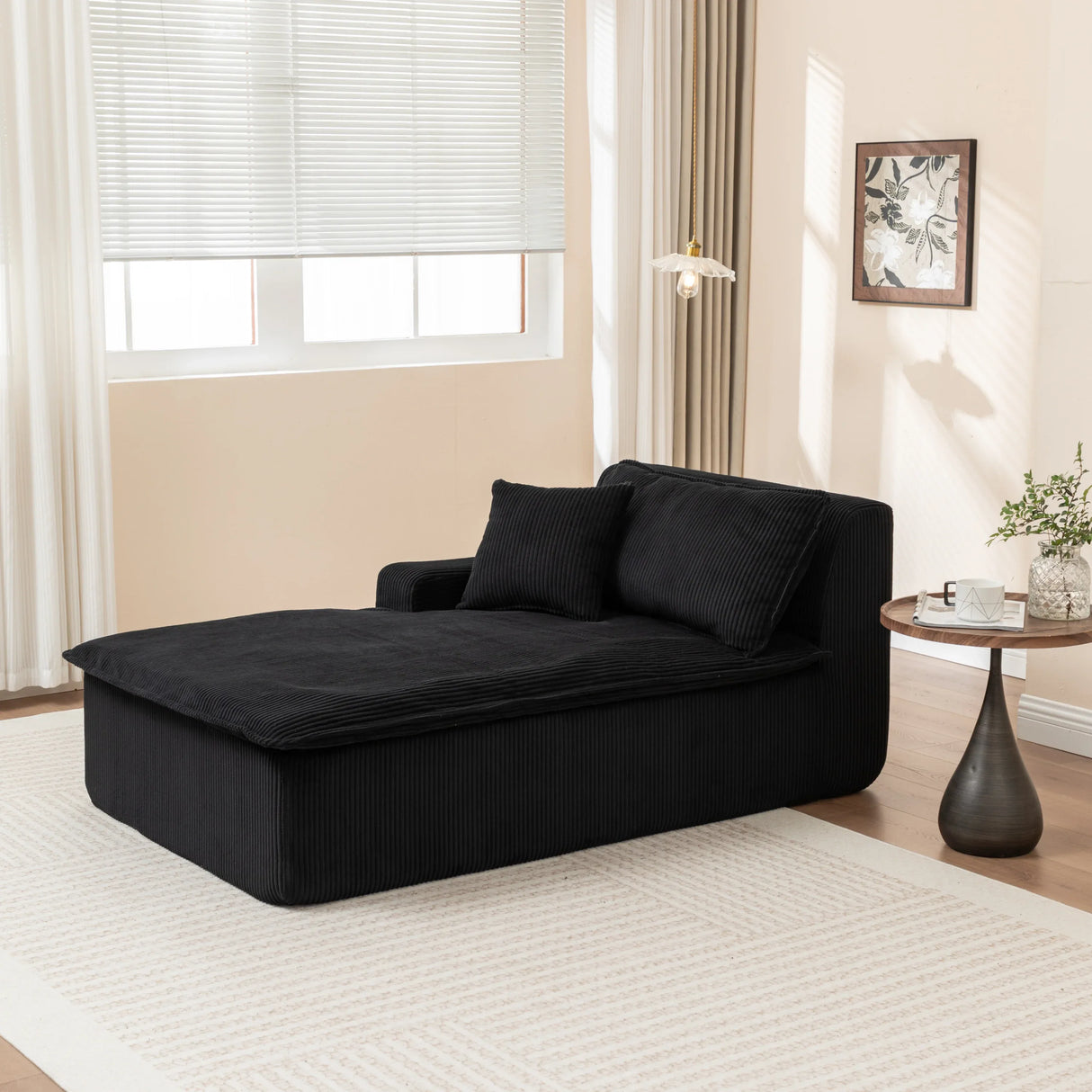 Corduroy Foam Right Armrest Chaise Lounge Chair - Omega Lifestyles