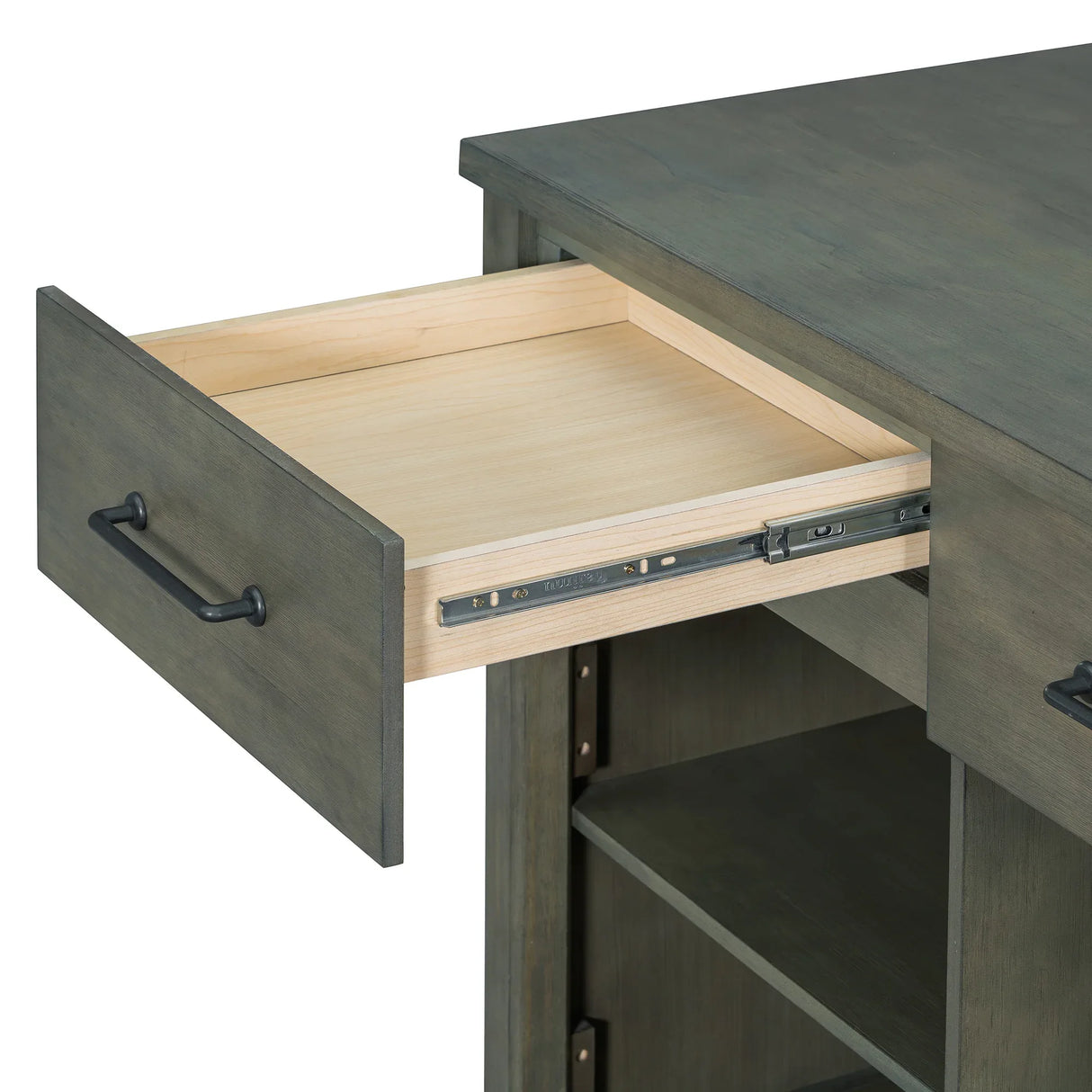 Expandable Retro Kitchen Island With Built-In Power Outlets - Omega Lifestyles