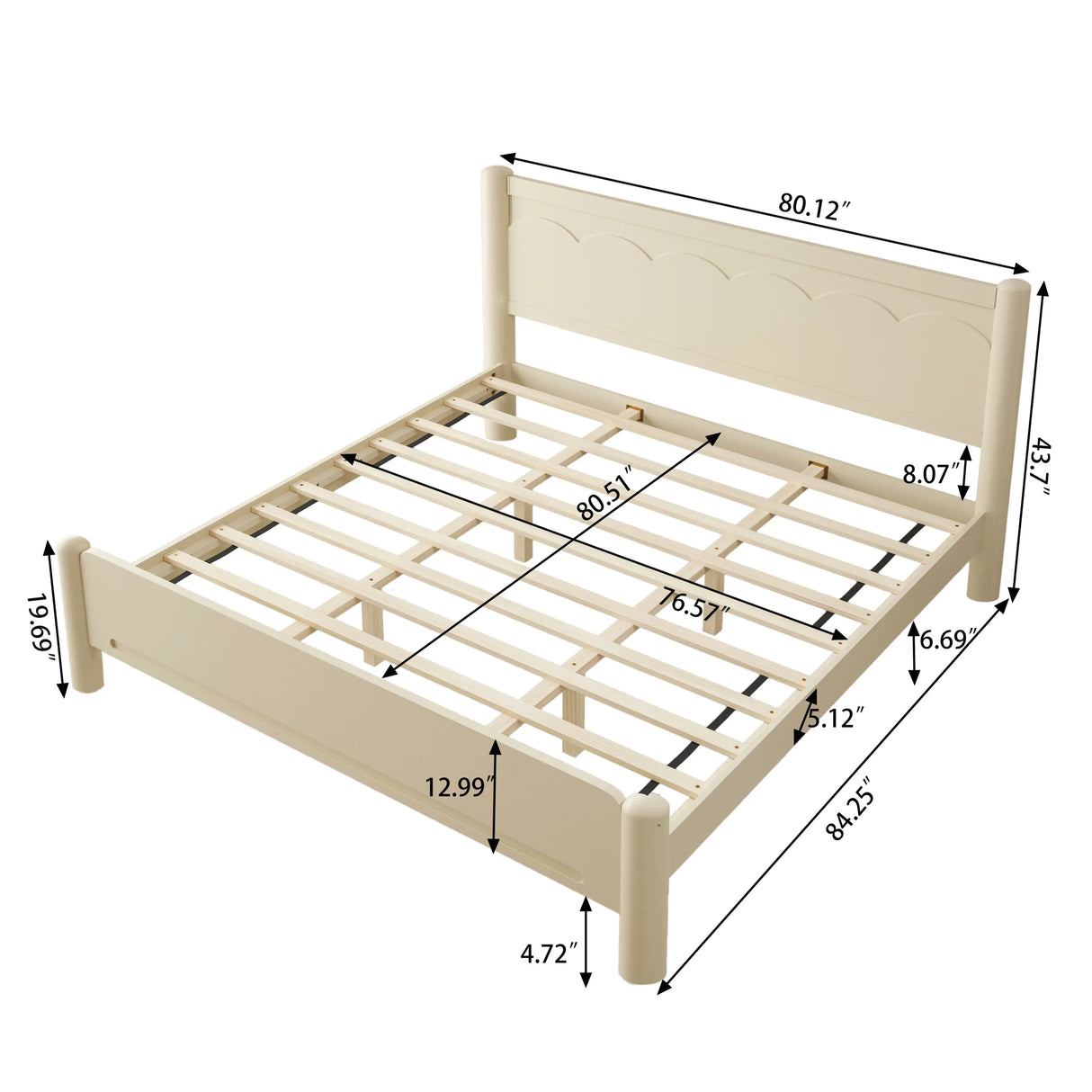 King Solid Wood Platform Bed Frame With Headboard - Omega Lifestyles