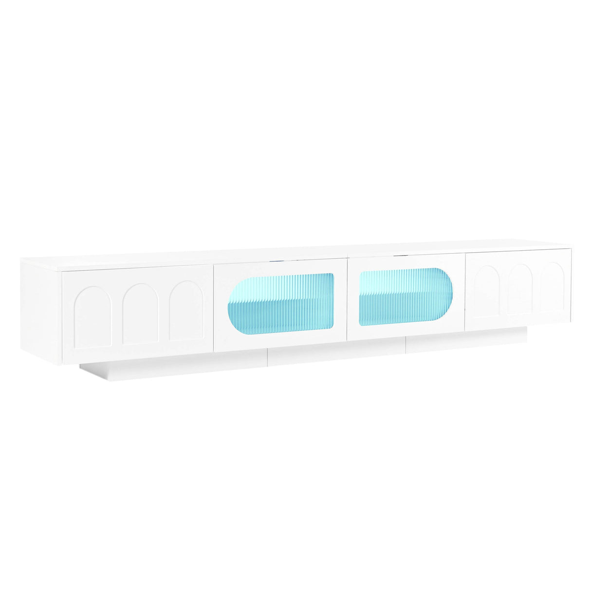 Smart LED White TV Stand With Storage Cabinets - Sleep Galleria