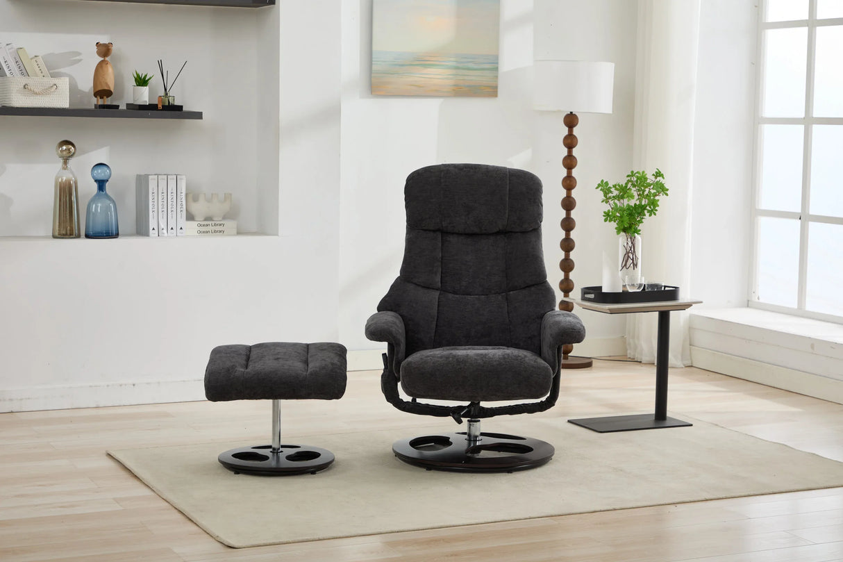 Modern Chenille Recliner Chair With Ottoman And Massage - Omega Lifestyles