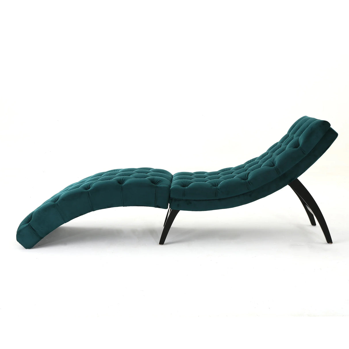 Elegant Teal Altay Velvet Tufted Curved Chaise Lounge - Omega Lifestyles
