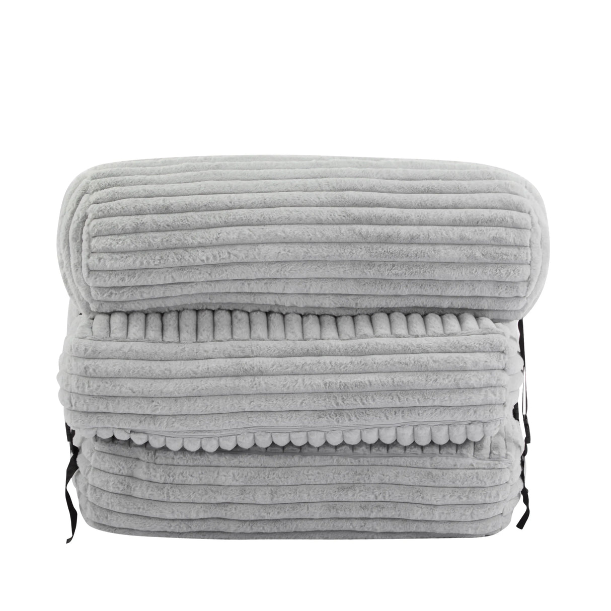 Soft Foldable Light Gray Faux-Fur Bean Bag Lounge Chair - Omega Lifestyles