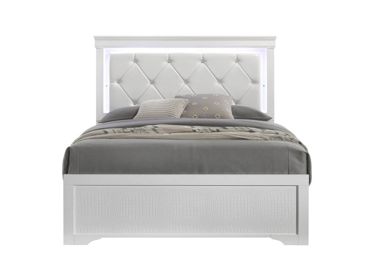 Modern Twin Wood Bed Frame With LED Headboard
