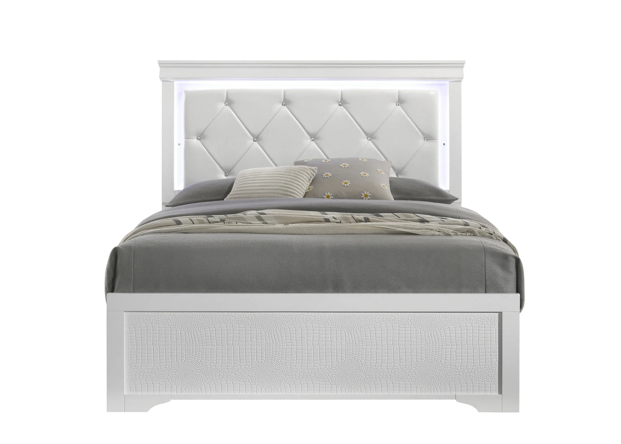 Modern Full Wood Upholstered Bed Frame With LED Headboard - Omega Lifestyles