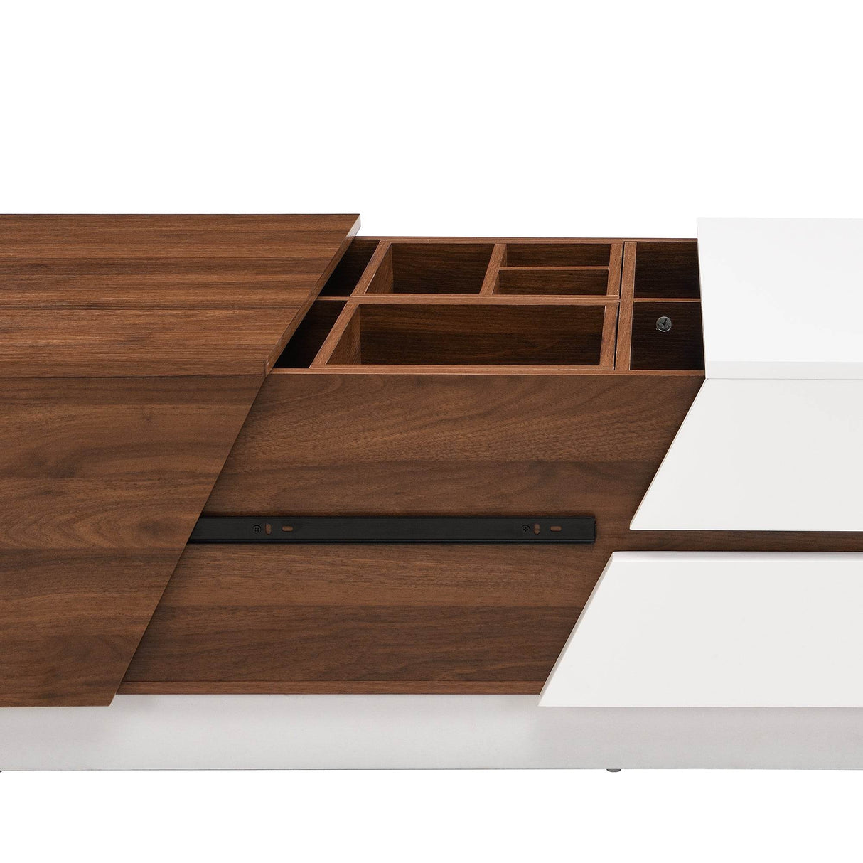 Modern Extendable Sliding Top White Walnut Coffee Table - Sleep Galleria