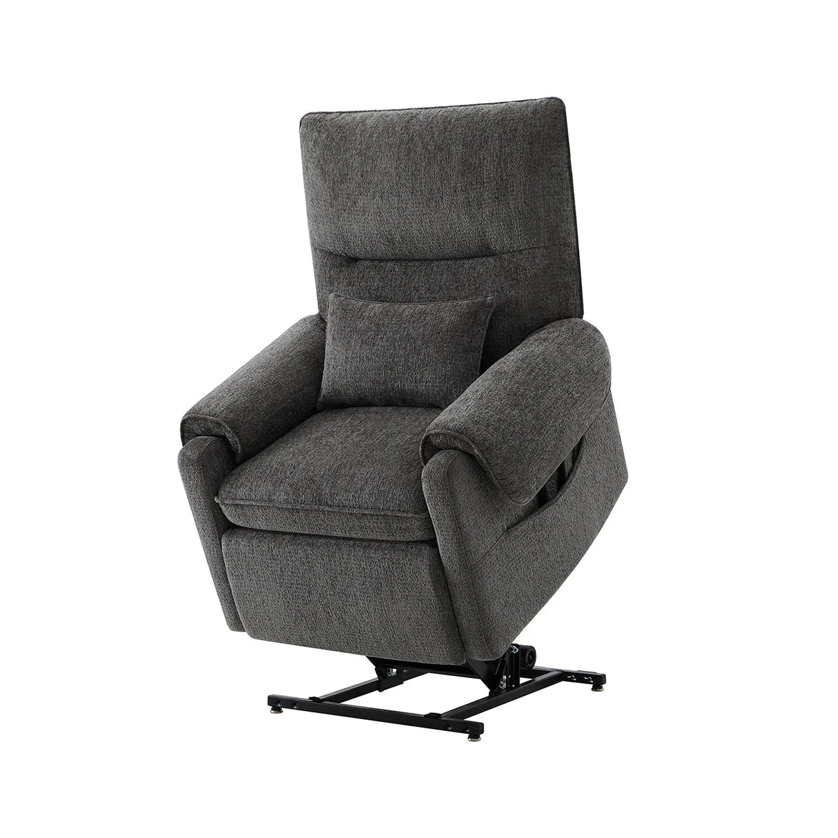 Power Lift Assist Recliner Chair Gray Chenille Upholstered - Omega Lifestyles