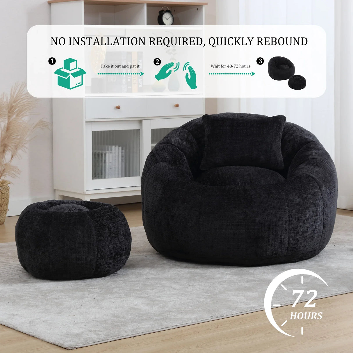 Chenille Memory Foam Lazy Sofa With Ottoman - Omega Lifestyles