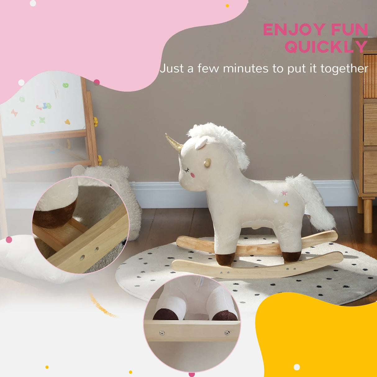 Plush Unicorn Toddler Rocking Horse With Sound - Omega Lifestyles