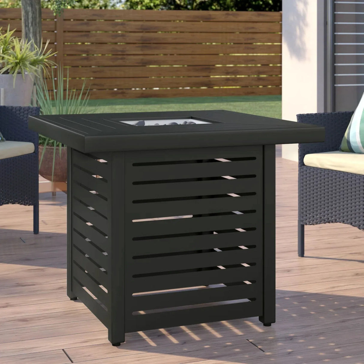 Steel Propane Adjustable Flame Stainless Steel Fire Pit Table - Omega Lifestyles