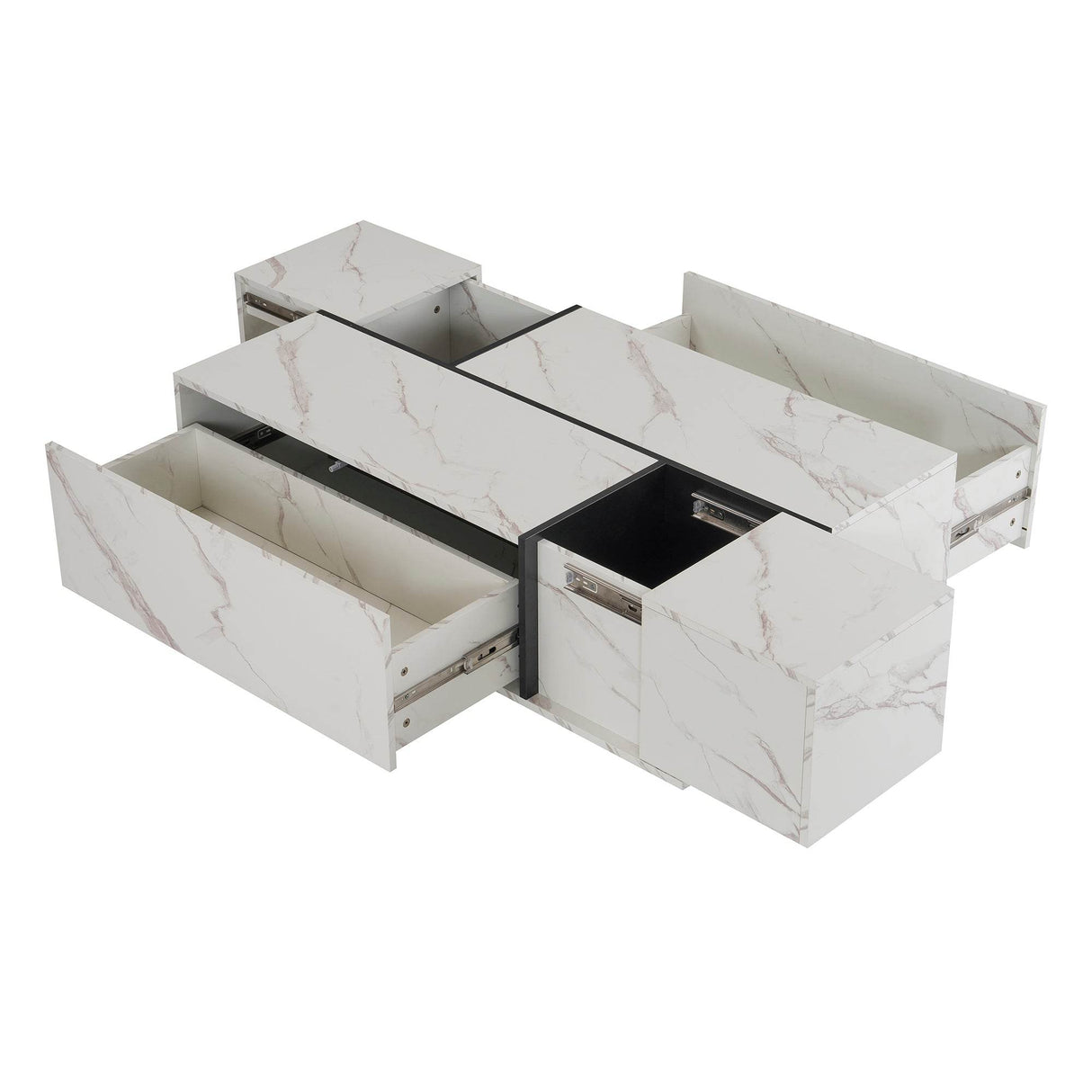 Modern White MDF Sliding Top Coffee Table With Storage - Sleep Galleria