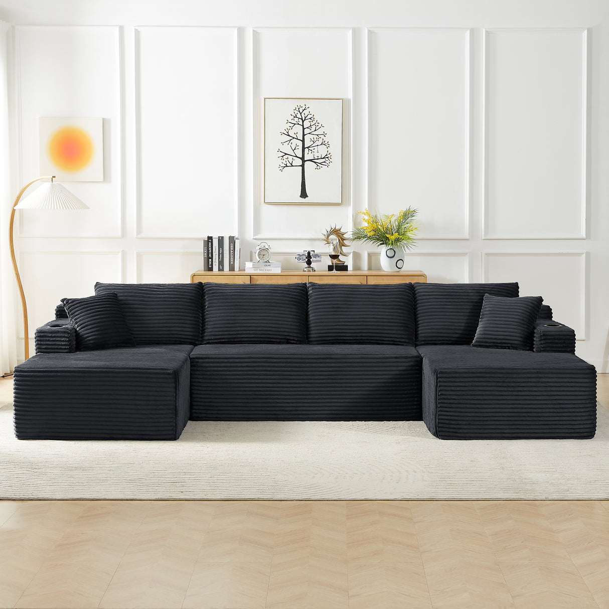 Corduroy Modular U-Shaped 6-Seat Sectional Sofa