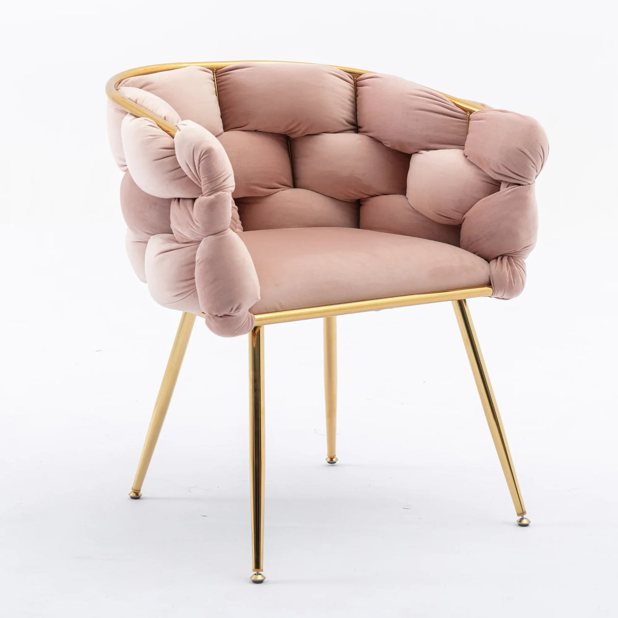 Pink Velvet Gold-Plated Metal Accent Chair - Omega Lifestyles