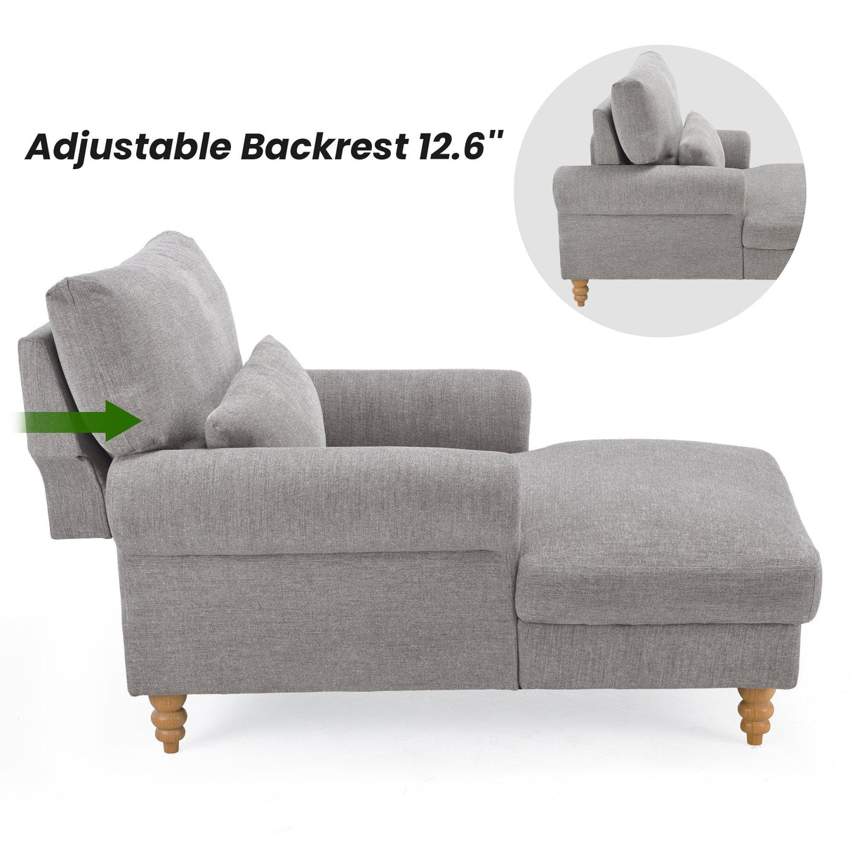 Adjustable Upholstered Chaise Lounge With Lumbar Support - Omega Lifestyles