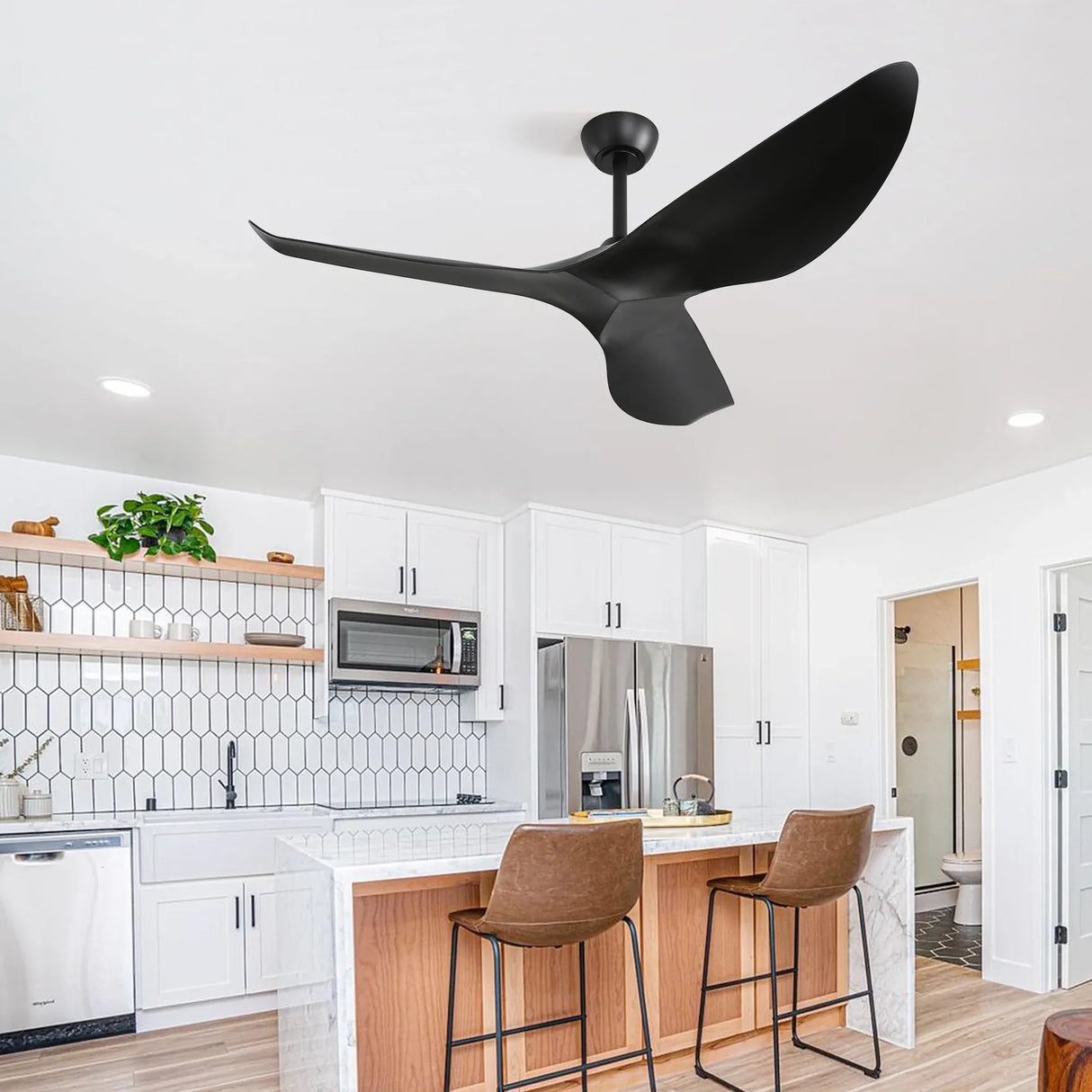 52-Inch Energy-Efficient Reversible Black ABS Ceiling Fan - Omega Lifestyles