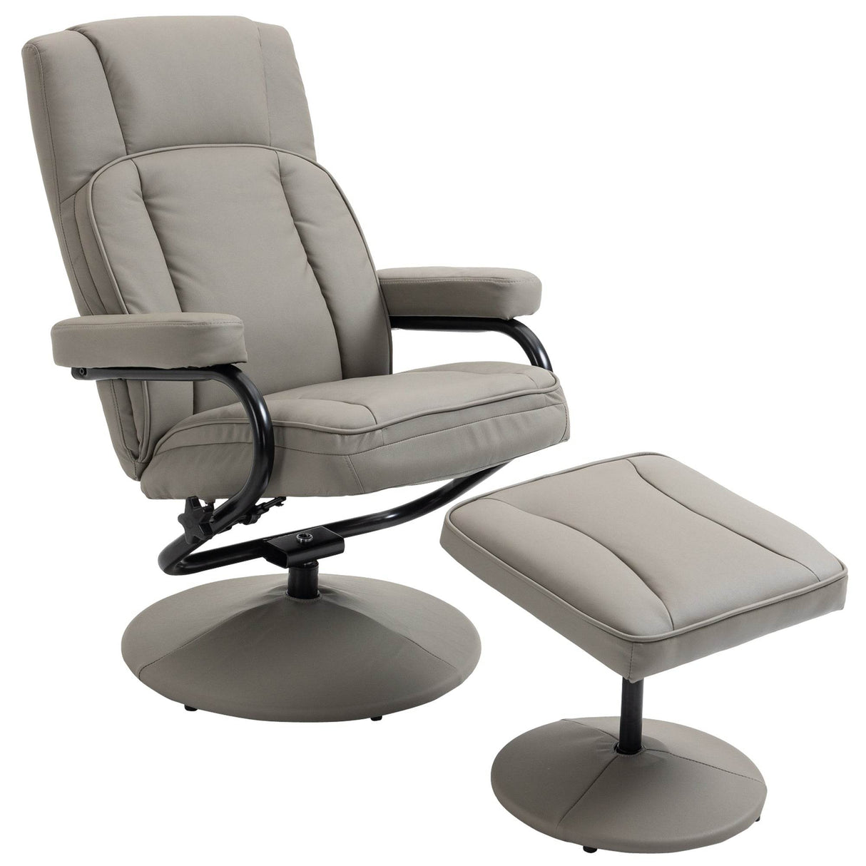 PU Leather Swivel Recliner Chair With Ottoman Footrest
