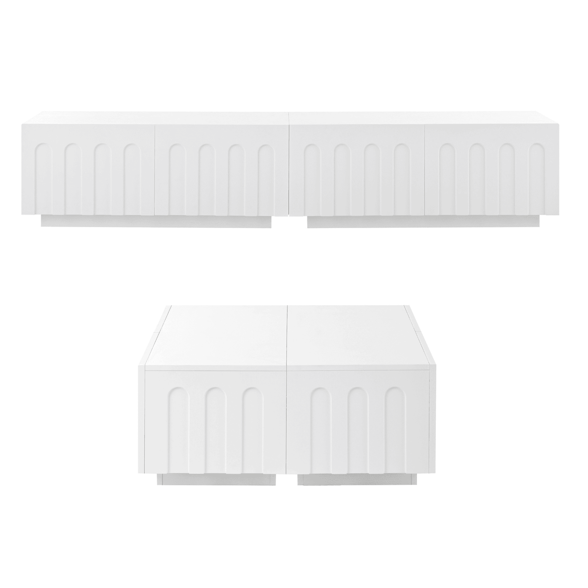 Elegant White MDF TV Stand And Coffee Table Set - Sleep Galleria